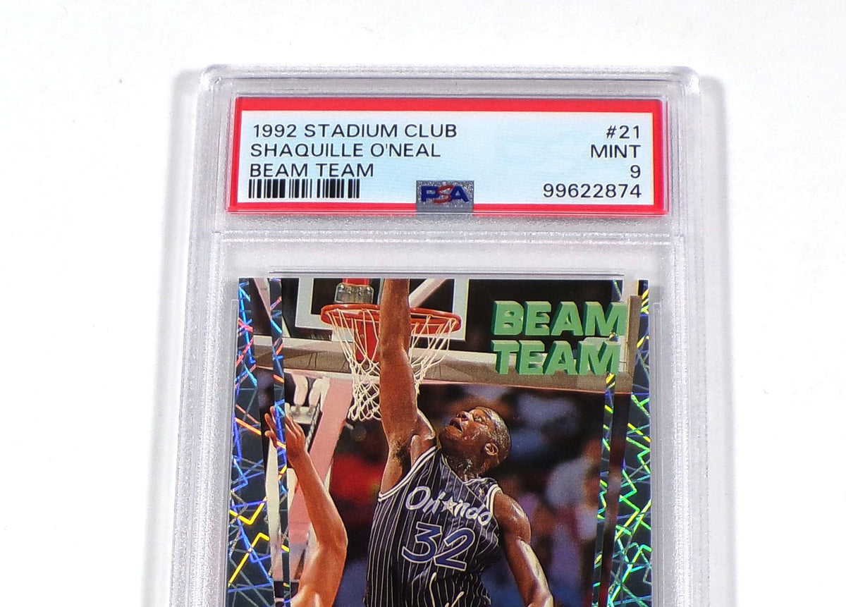 1992-93 Topps Stadium Club Shaquille O'Neal Beam Team Rookie #21 Magic PSA 9 Pic2