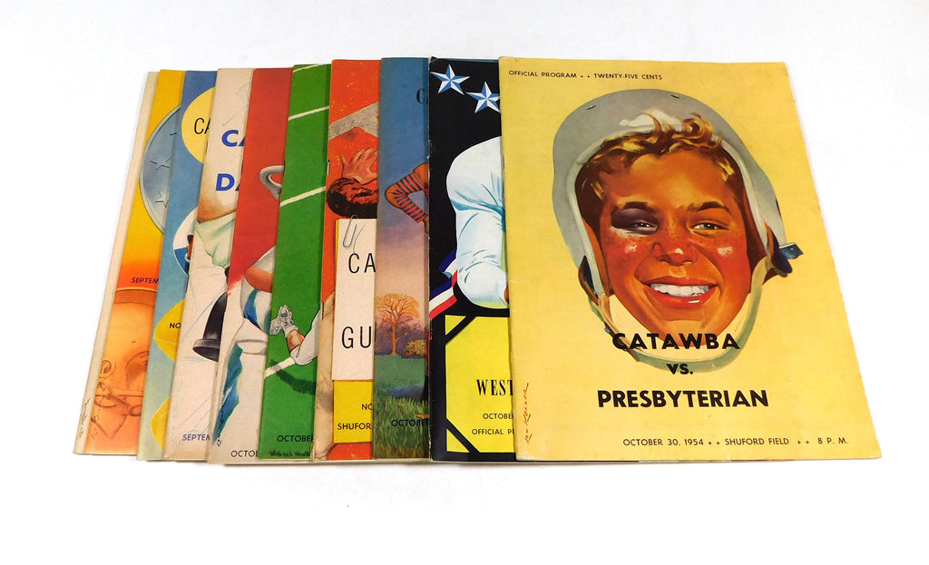 Lot of (10) Different 1952 to 1959 Catawba College Football Programs