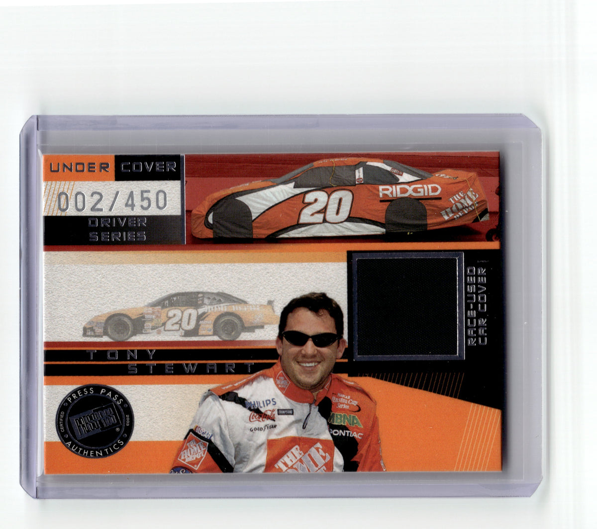 2003 Press Pass Eclipse Tony Stewart Under Cover Driver Silver Car Cover /450