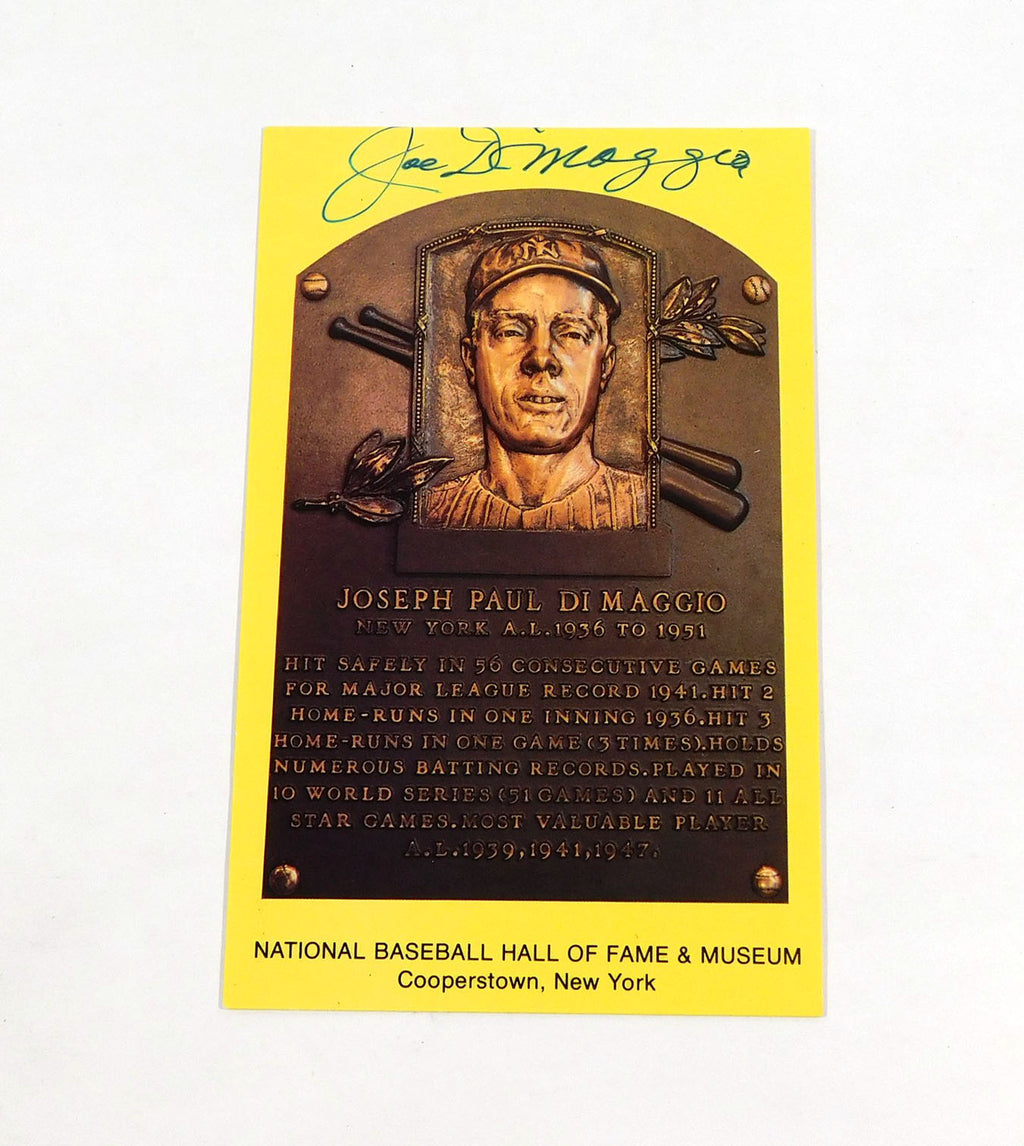Joe DiMaggio Signed Yellow Hall of Fame Plaque Postcard Yankees JSA Auto Pic2