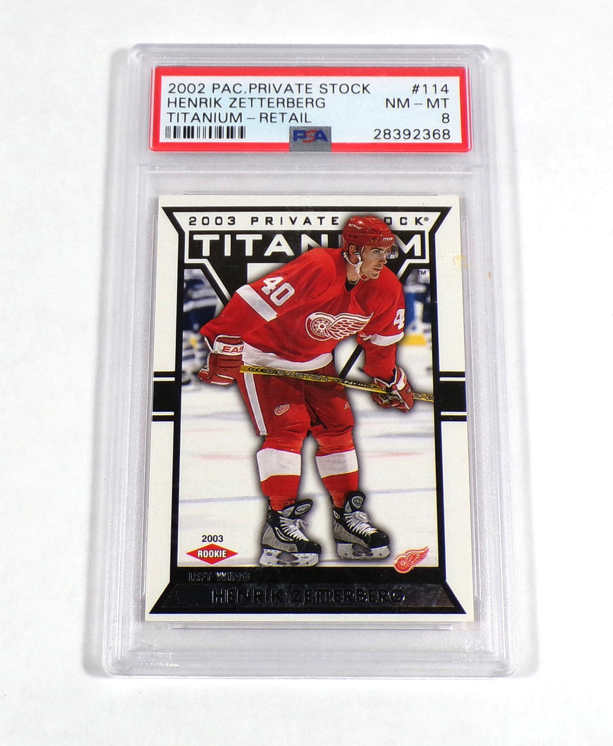 2002-03 Pacific Private Stock Henrik Zetterberg Rookie Titanium /1475 PSA 8