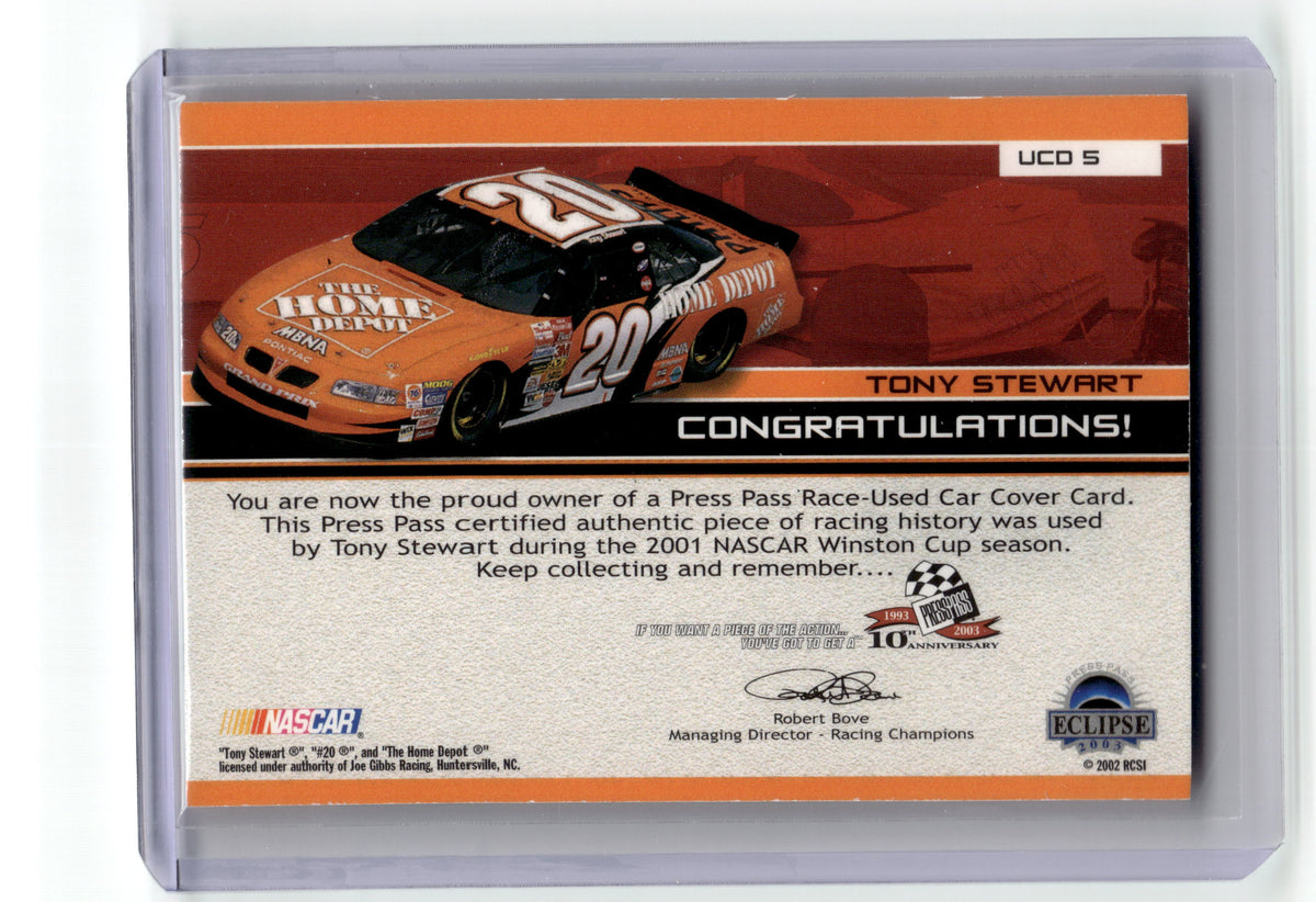 2003 Press Pass Eclipse Tony Stewart Under Cover Driver Silver Car Cover /450 Pic2