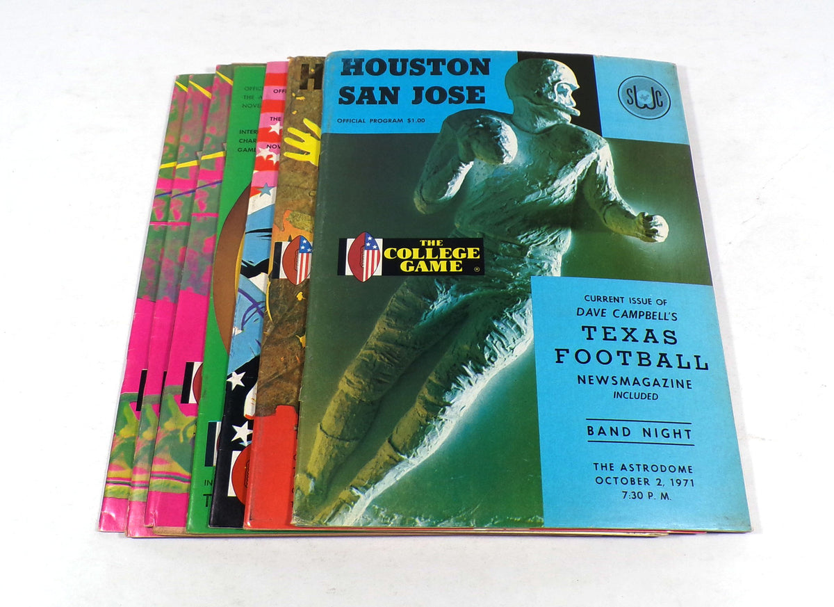 Lot of (7) Assorted 1971 Houston College Football Programs