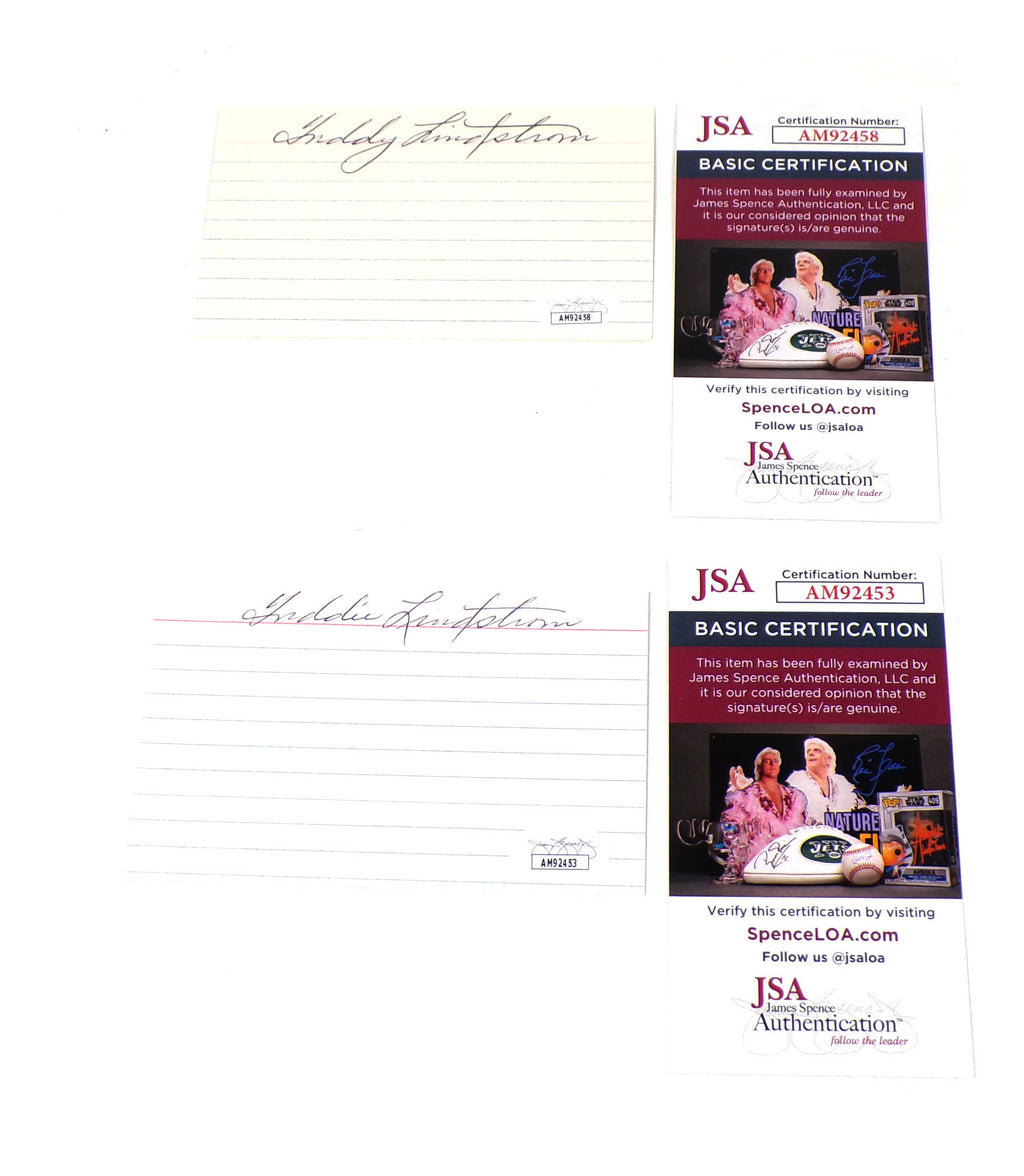 Lot of (6) Signed Freddie Lindstrom Signed 3 x 5 Index Cards 6 JSA Autos Pic2
