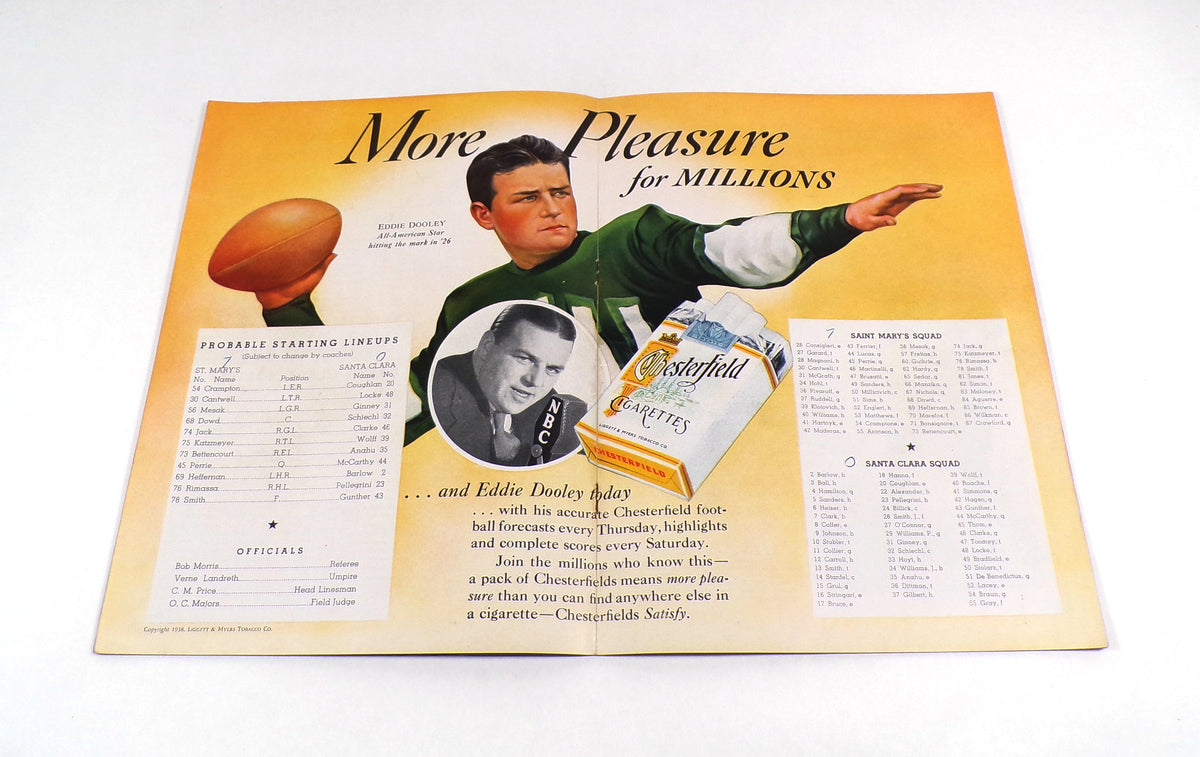 1938 Santa Clara at St. Mary's (CA) College Football Program 11-13-38 Pic2