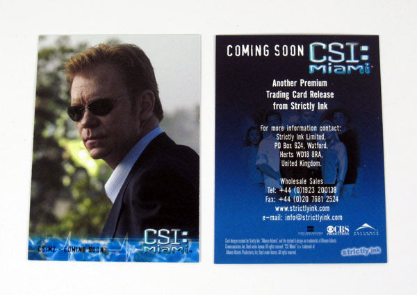 2004 Strictly Ink CSI Miami Series 1 Promo Card (CSIM2) Nm/Mt