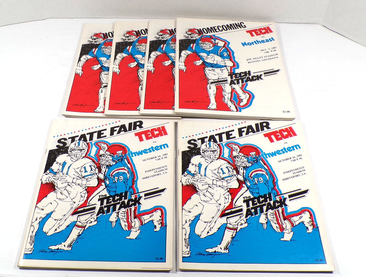 Lot of (6) Assorted 1981 Louisiana Tech College Football Programs Pic2