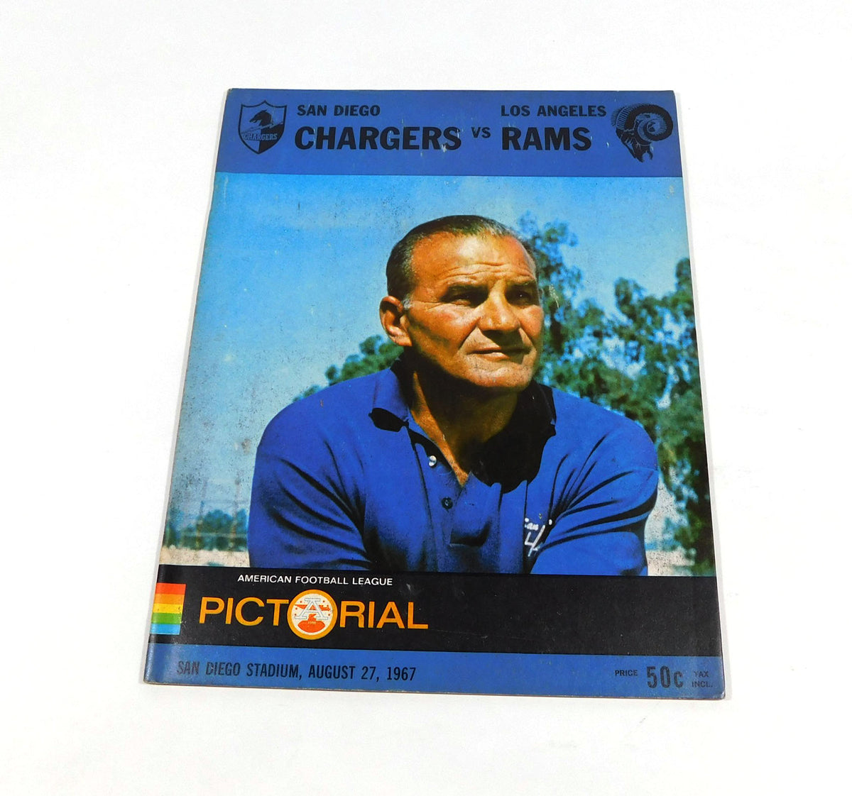 1967 Los Angeles Rams at San Diego Chargers AFL Football Program 8-27-67