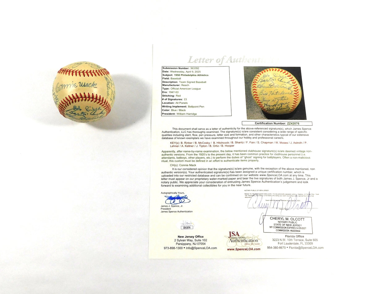 1950 Philadelphia A's Team Signed Official OAL Baseball 23 JSA Autos ZZ42076