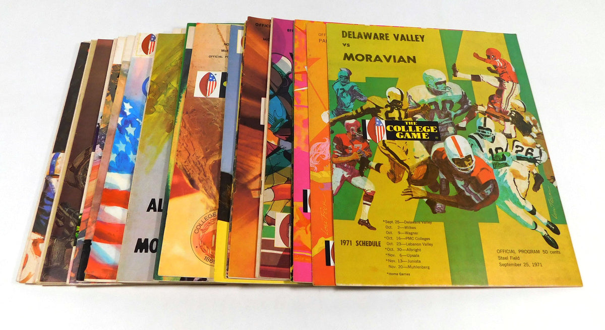 Lot of (30) Different 1965 to 1971 Moravian College Football Programs