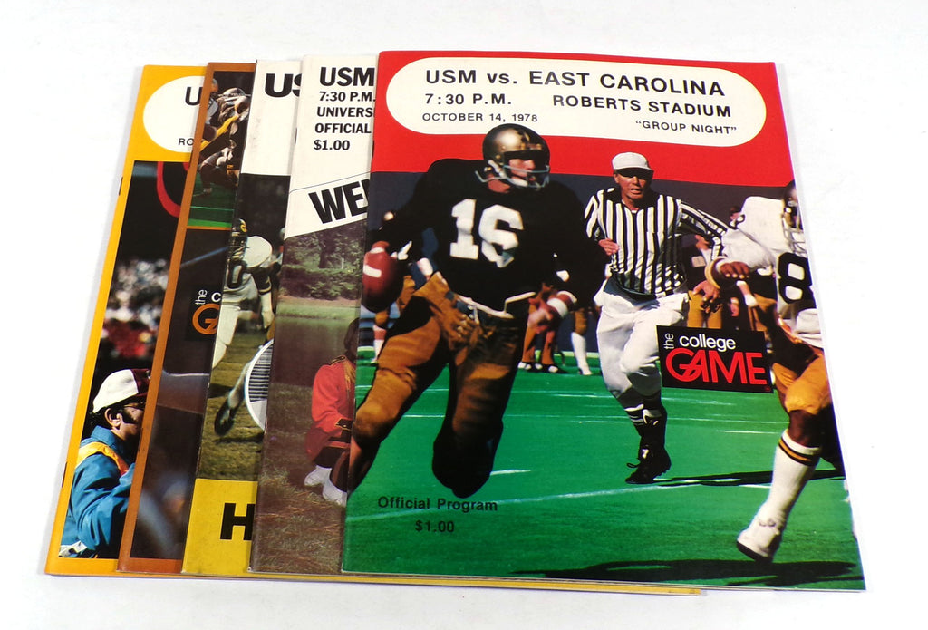 Lot of (5) Different 1978 Univ of Southern Mississippi College Football Programs