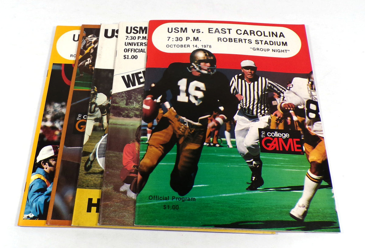 Lot of (5) Different 1978 Univ of Southern Mississippi College Football Programs
