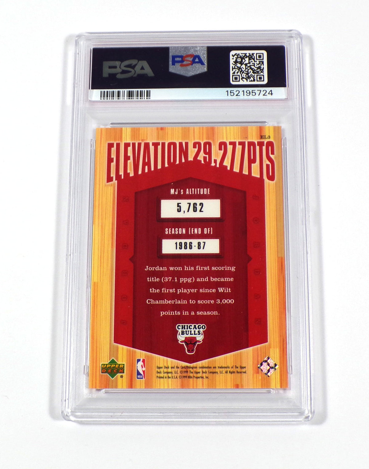 1999-00 Upper Deck Michael Jordan Athlete of the Century Elevation #EL3 PSA 8 Pic2