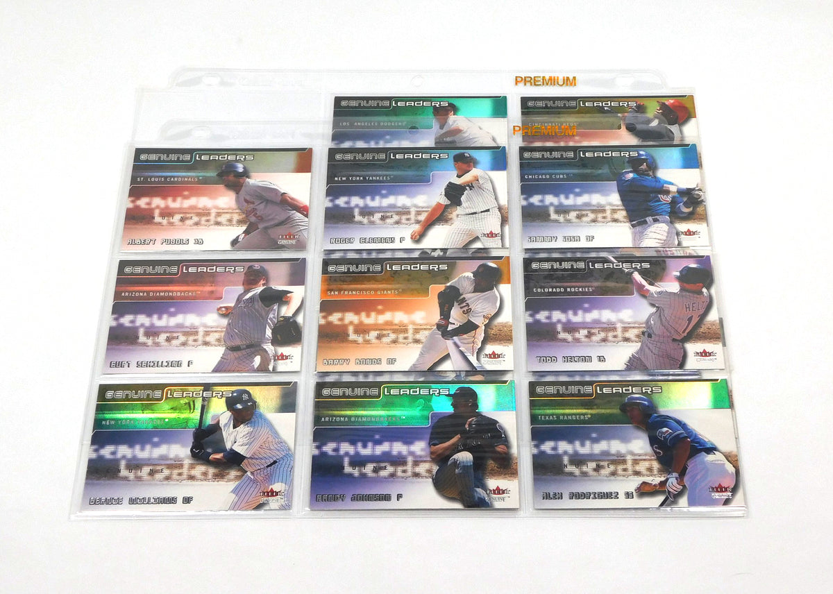 2002 Fleer Genuine Leaders Baseball Insert Set (15) in Album Sheets
