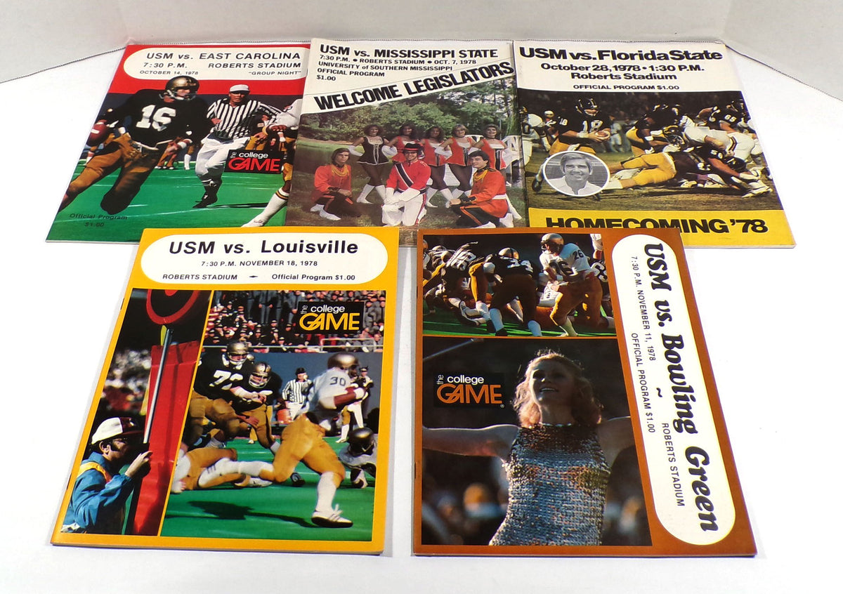 Lot of (5) Different 1978 Univ of Southern Mississippi College Football Programs Pic2