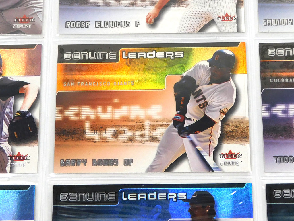 2002 Fleer Genuine Leaders Baseball Insert Set (15) in Album Sheets Pic2