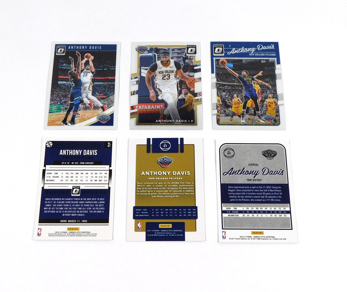 Lot of (50+) 2016-17 to 2018-19 Donruss Optic Anthony Davis Base Cards Pelicans Pic2