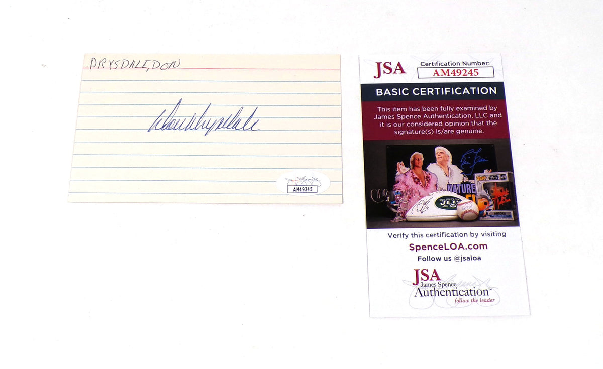 Don Drysdale Signed 3 x 5 Index Card JSA Auto DA075036