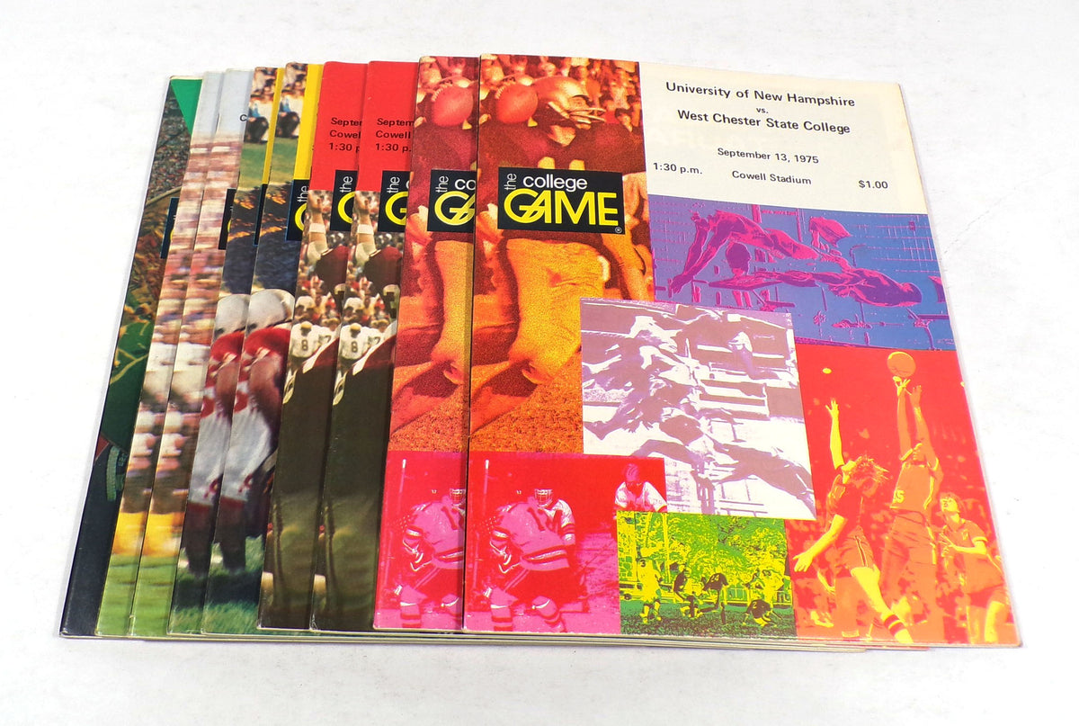 Lot of (9) Assorted 1975 New Hampshire College Football Programs