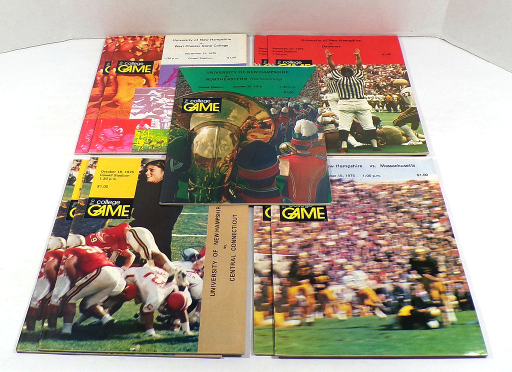 Lot of (9) Assorted 1975 New Hampshire College Football Programs Pic2