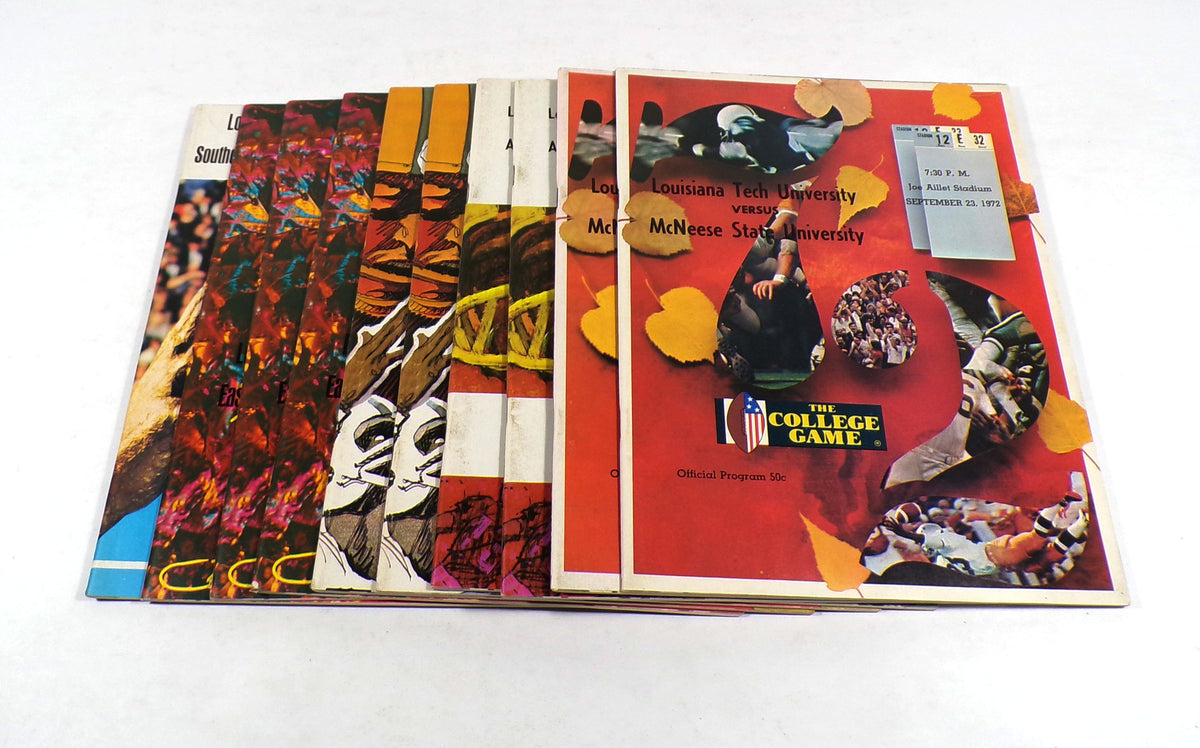 Lot of (10) Assorted 1972 Louisiana Tech College Football Programs