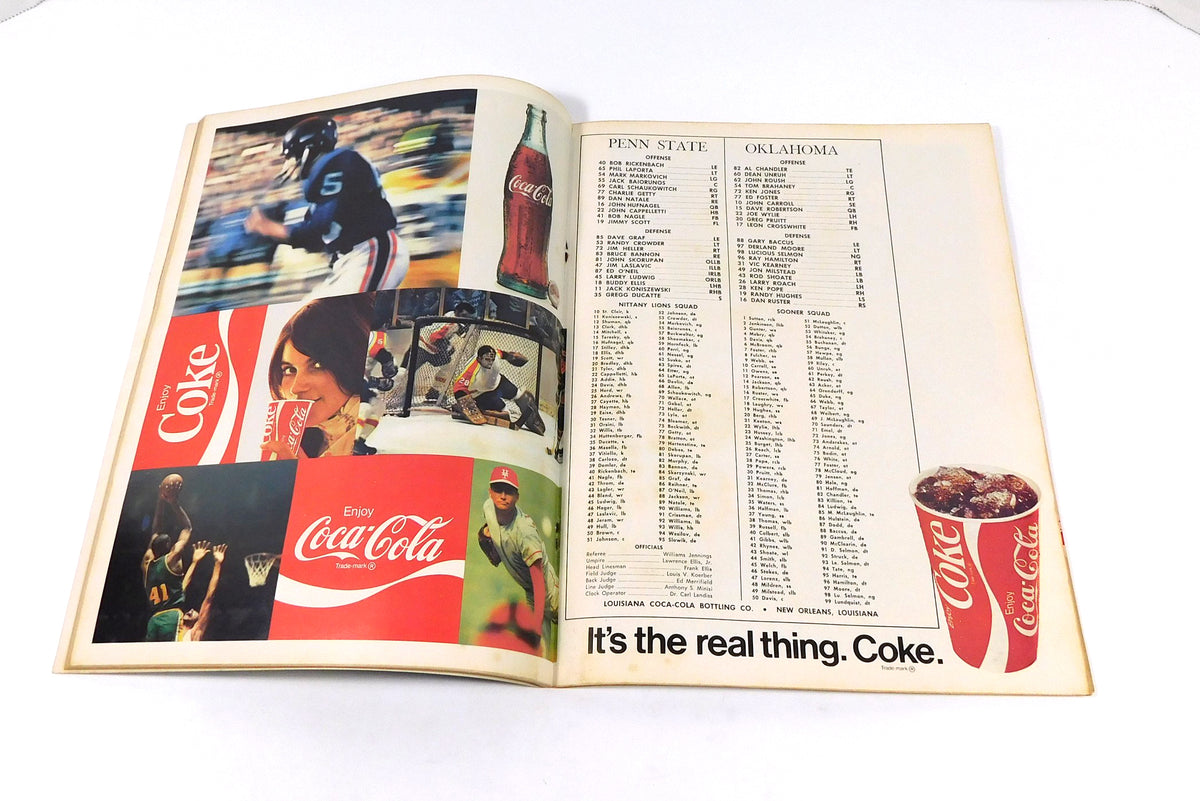 1972 Penn State vs Oklahoma Sugar Bowl College Football Program 12-31-72 Pic2