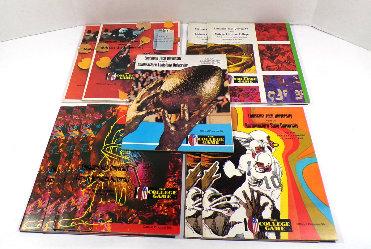 Lot of (10) Assorted 1972 Louisiana Tech College Football Programs Pic2