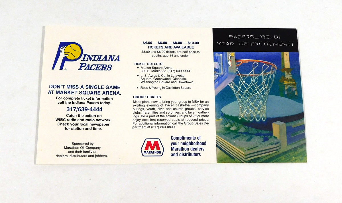 Lot of (10) 1980-81 Indiana Pacers NBA Basketball Flat Pocket Schedules Marathon Pic2