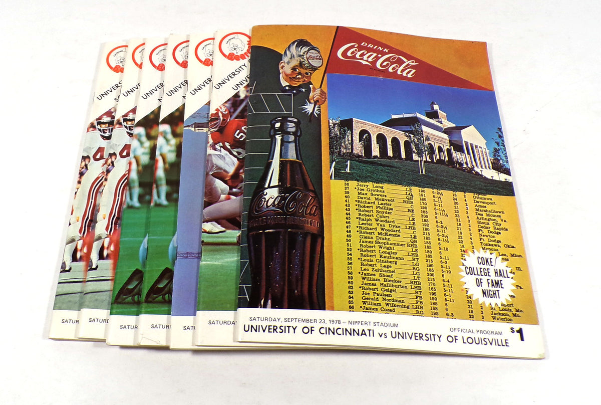 Lot of (7) Assorted 1978 University of Cincinnati College Football Programs