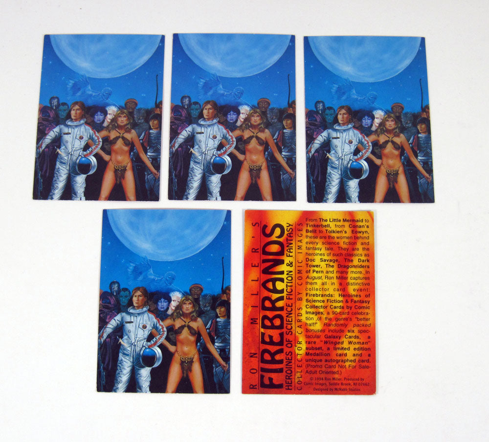 Lot of (5) 1994 Comic Images Ron Miller's Firebrands Heroines Promo Card Nm/Mt