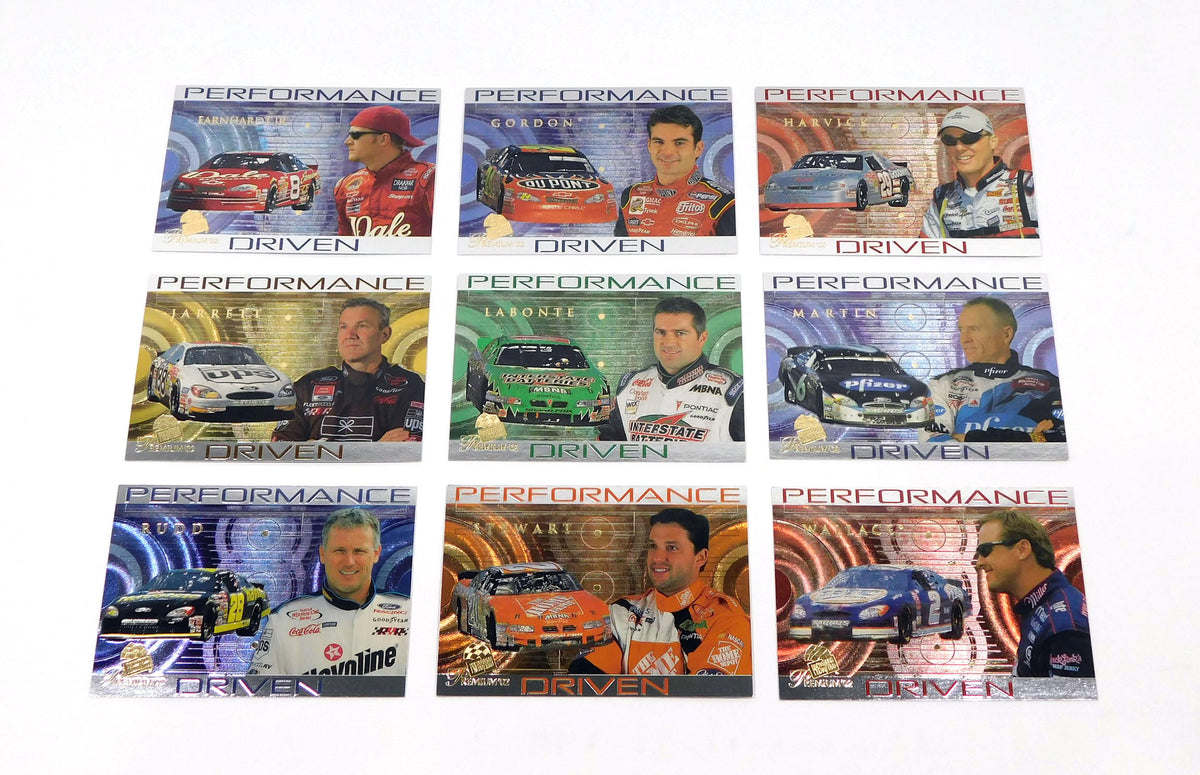 2002 Press Pass Performance Driven NASCAR Racing Insert Set (9)