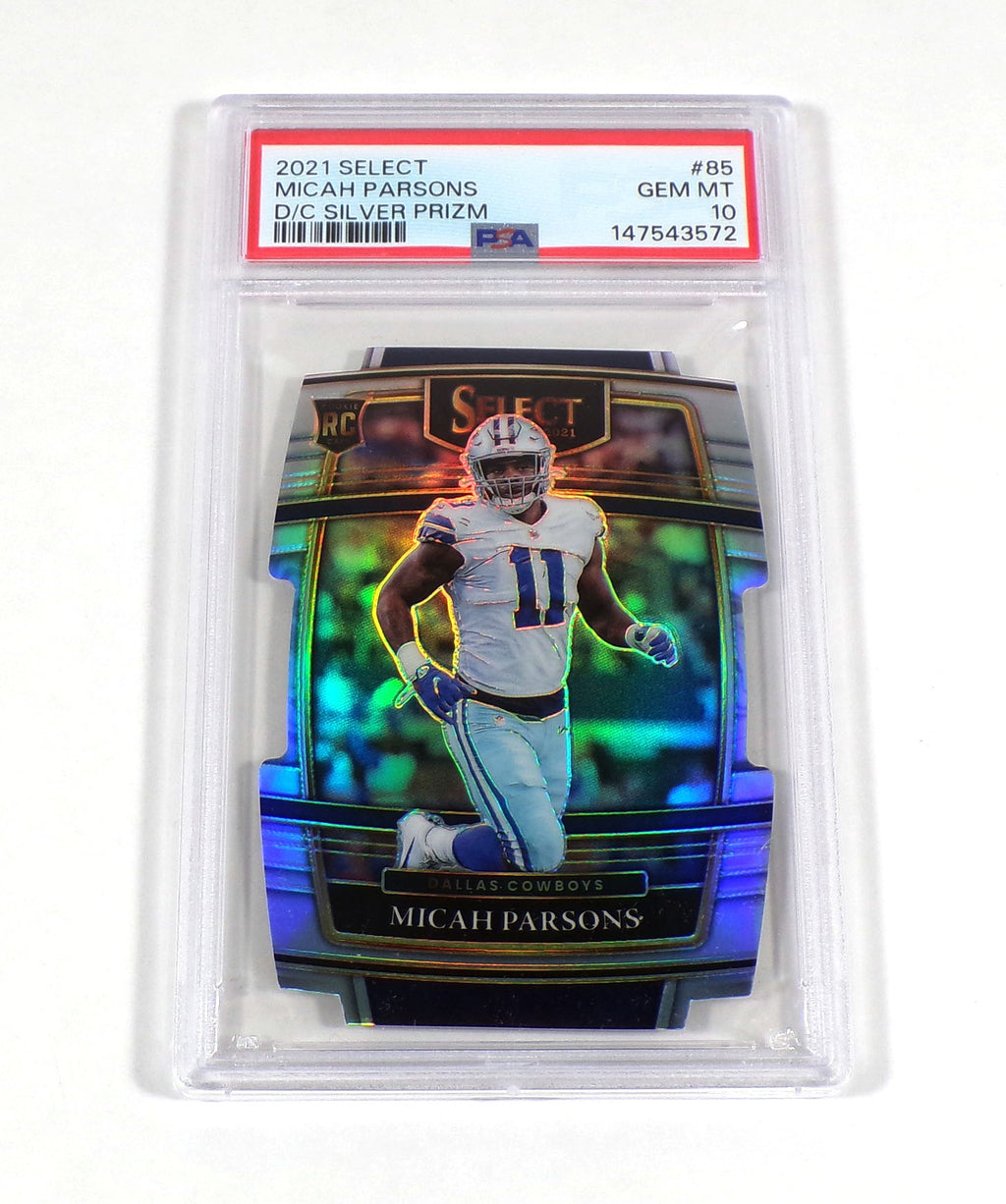 2021 Panini Select Micah Parsons Rookie Die Cut Silver Prizm #85 Cowboys PSA 10