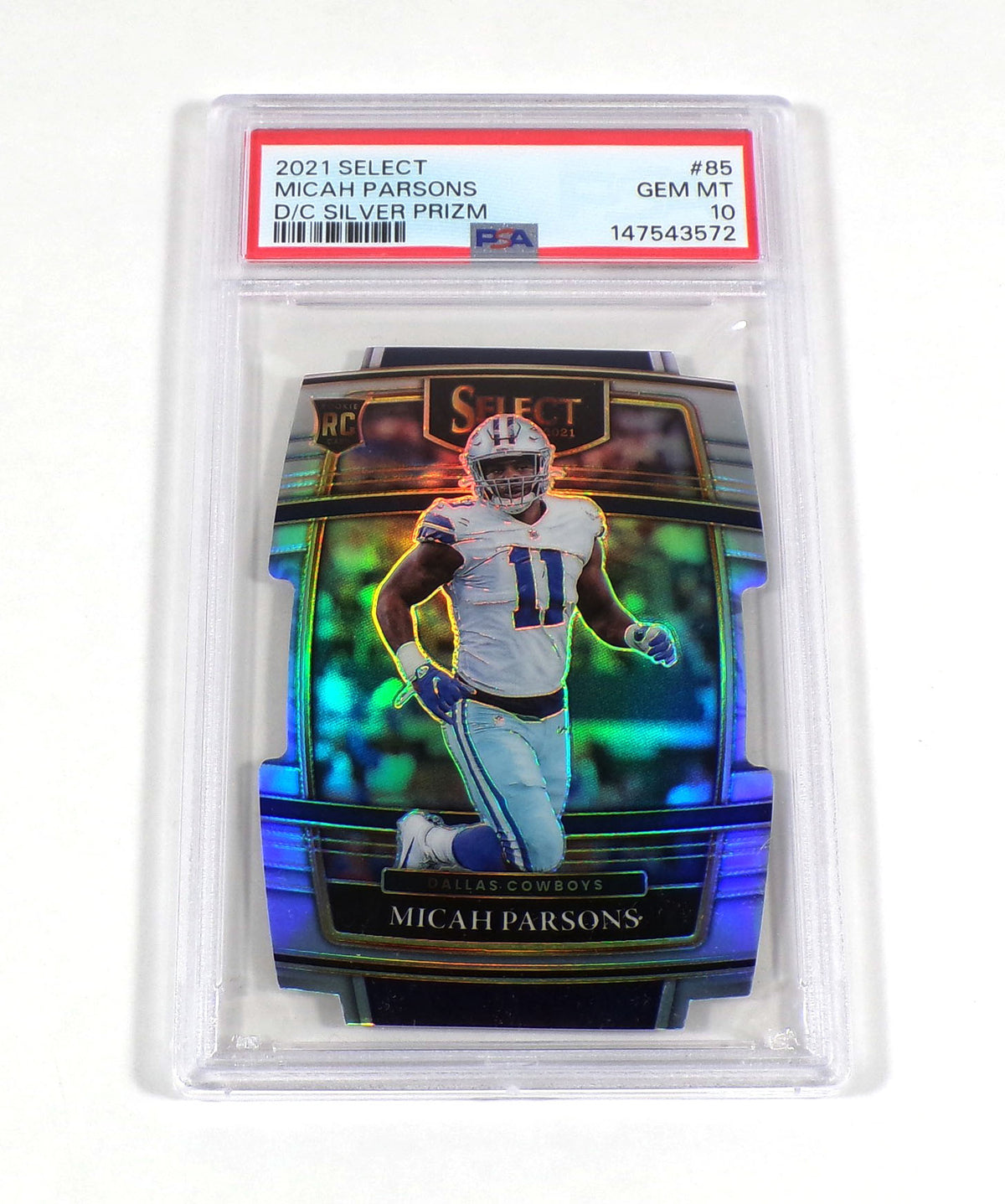 2021 Panini Select Micah Parsons Rookie Die Cut Silver Prizm #85 Cowboys PSA 10