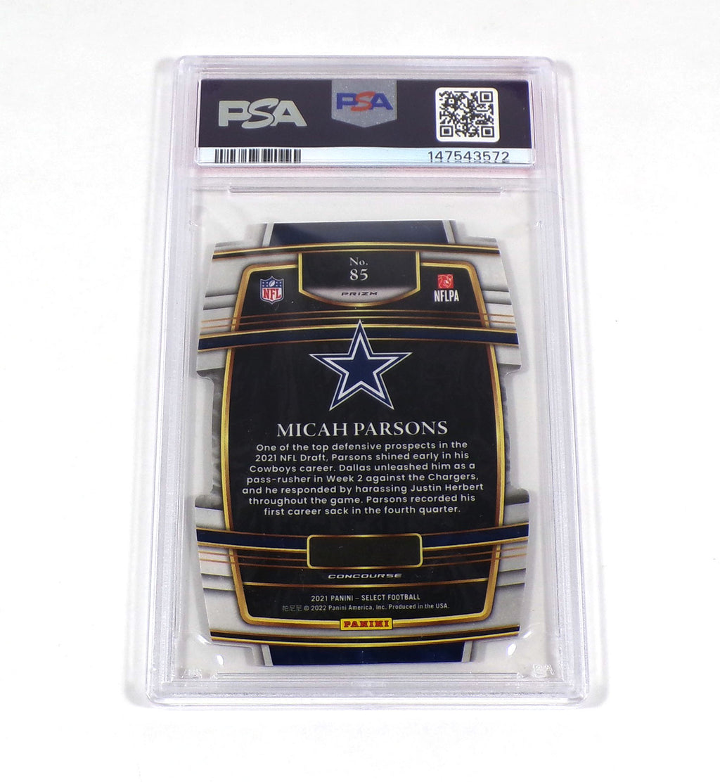 2021 Panini Select Micah Parsons Rookie Die Cut Silver Prizm #85 Cowboys PSA 10 Pic2