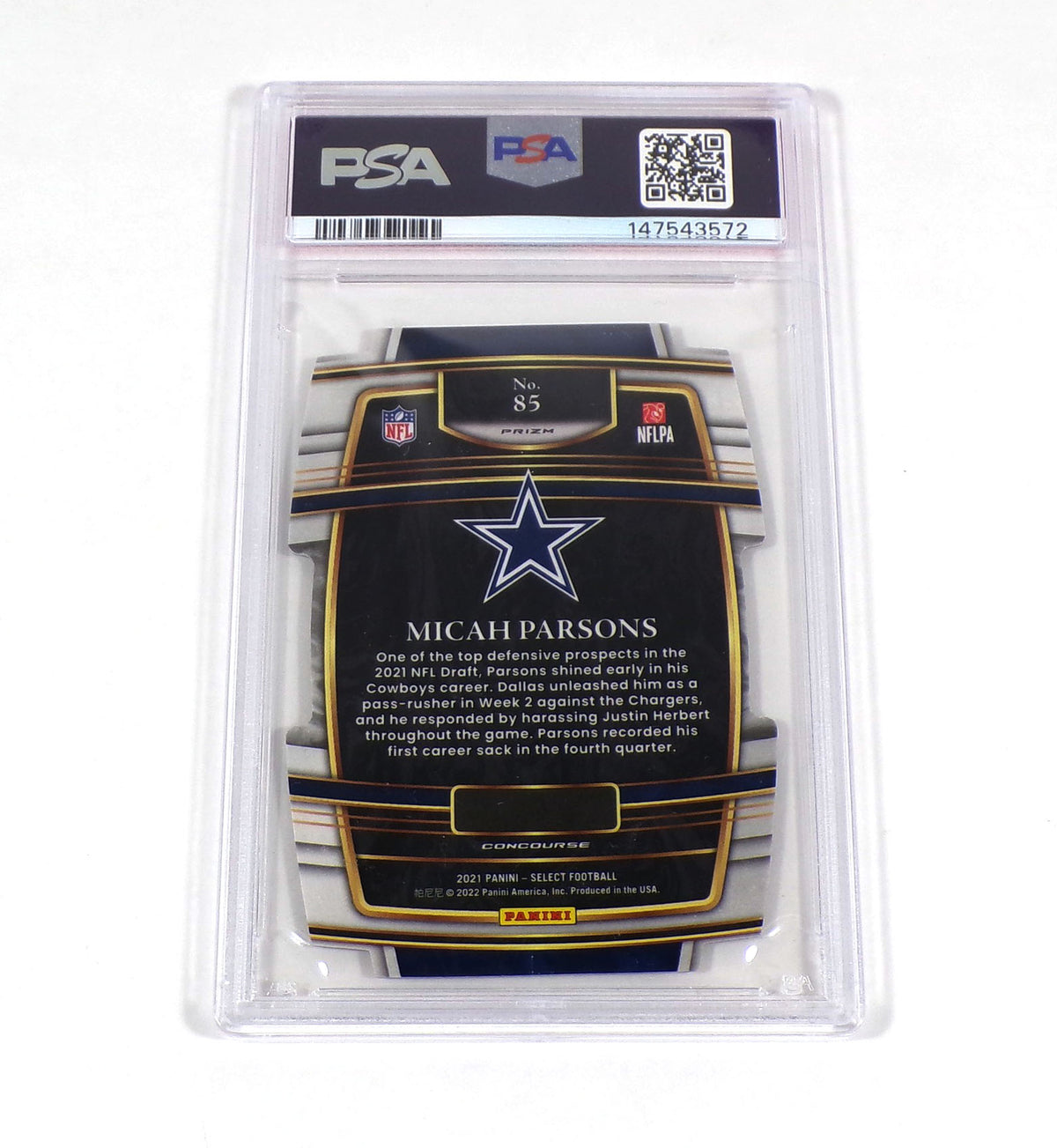 2021 Panini Select Micah Parsons Rookie Die Cut Silver Prizm #85 Cowboys PSA 10 Pic2