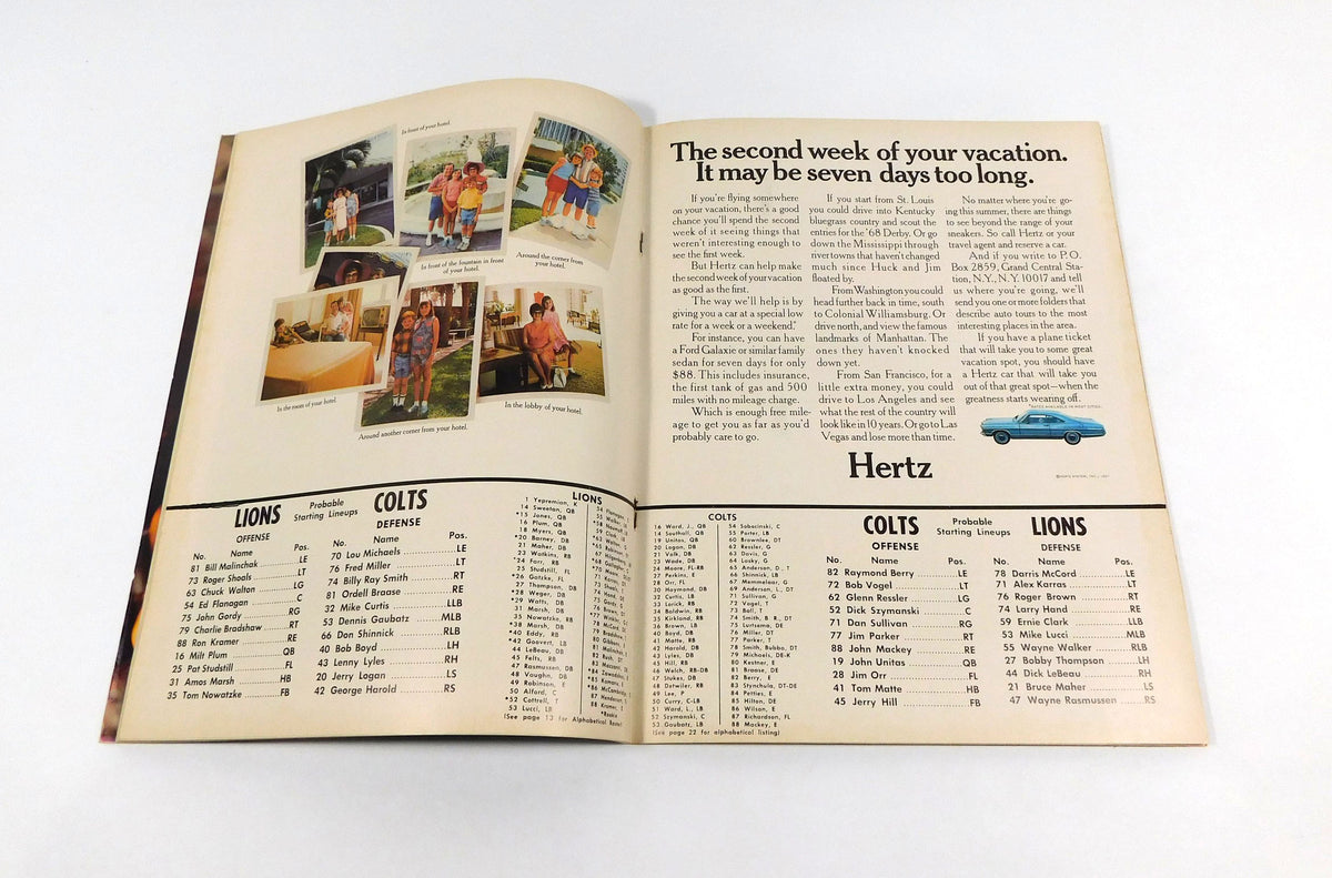 1967 Baltimore Colts at Detroit Lions NFL Football Program 8-26-67 Pic2