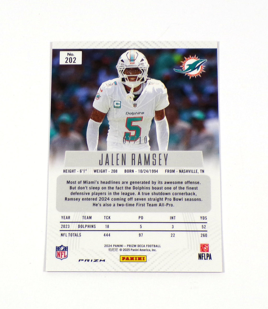 2024 Panini Prizm Deca Jalen Ramsey Gold Prizm #202 Dolphins /10 Pic2