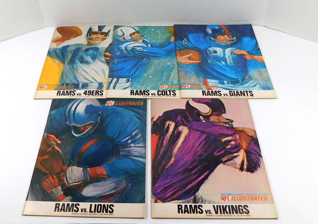 Lot of (5) Different 1966 Los Angeles Rams NFL Football Programs DA065633