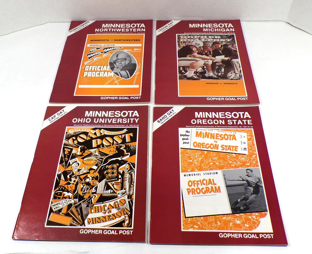 Lot of (4) Different 1981 Minnesota College Football Programs Pic2