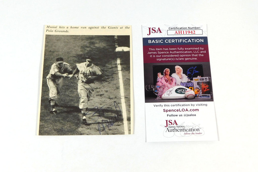 Stan Musial Signed B & W 3.5 x 5 Book Photo Cardinals JSA Auto DA057320