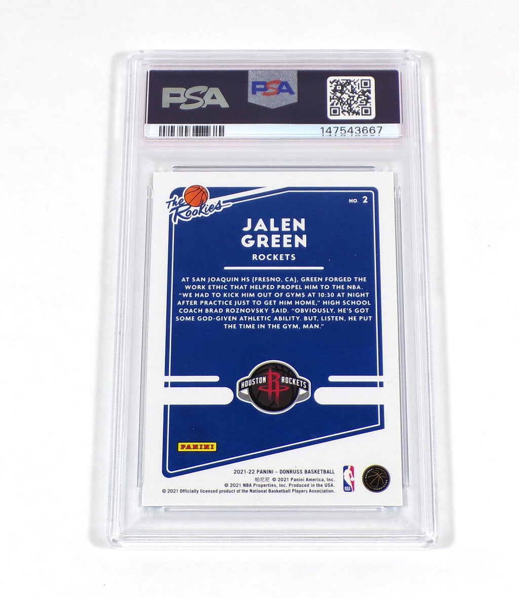 2021-22 Panini Donruss Jalen Green The Rookies Holo Teal Laser #2 Rockets PSA 9 Pic2