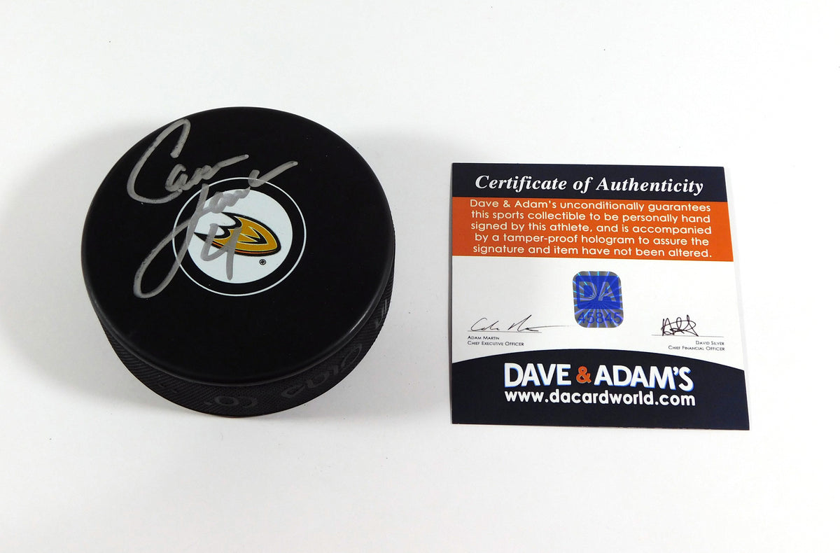 Cam Fowler Signed NHL Souvenir Hockey Puck Ducks Dave & Adam's Auto