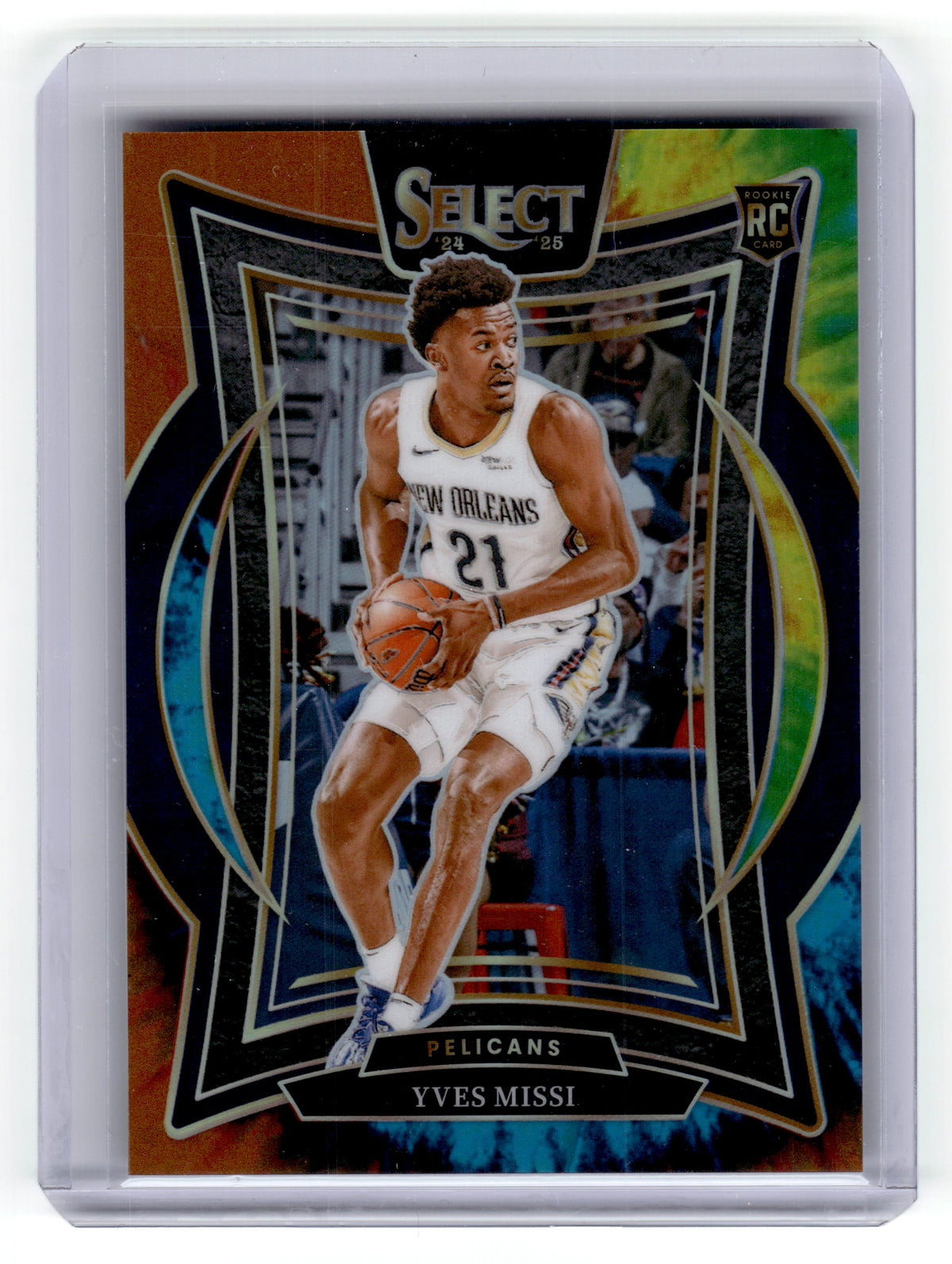 2024 25 Panini Select Yves Missi #88 Rookie Tie-Dye Prizm Concourse /25 Pelicans