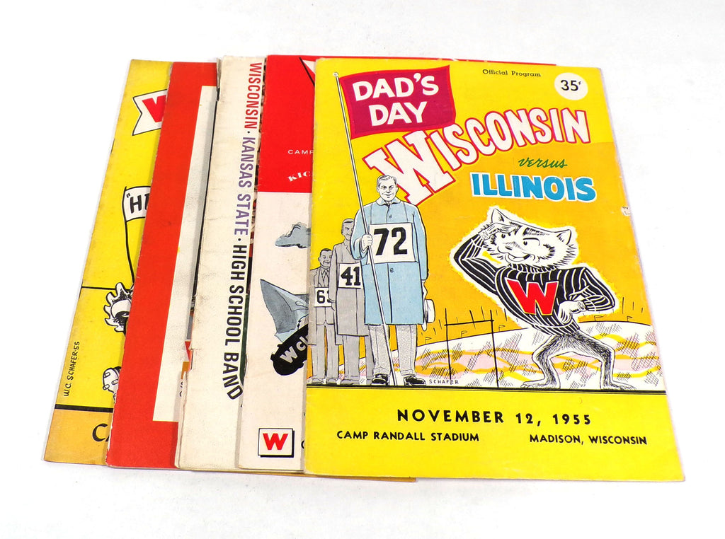 Lot of (5) Different 1955 to 1964 Wisconsin College Football Programs