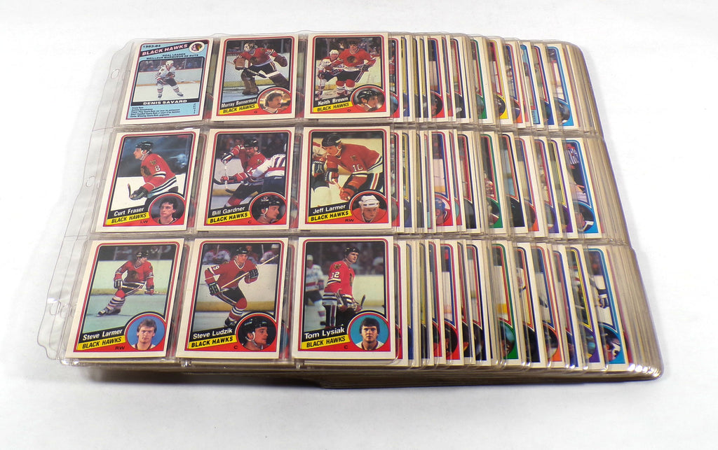 1984-85 OPC O-Pee-Chee Hockey Near Set in Album Pages High Grade (394/396)