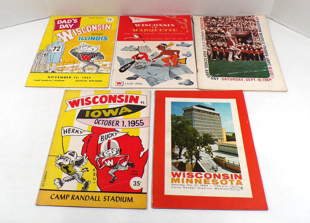 Lot of (5) Different 1955 to 1964 Wisconsin College Football Programs Pic2