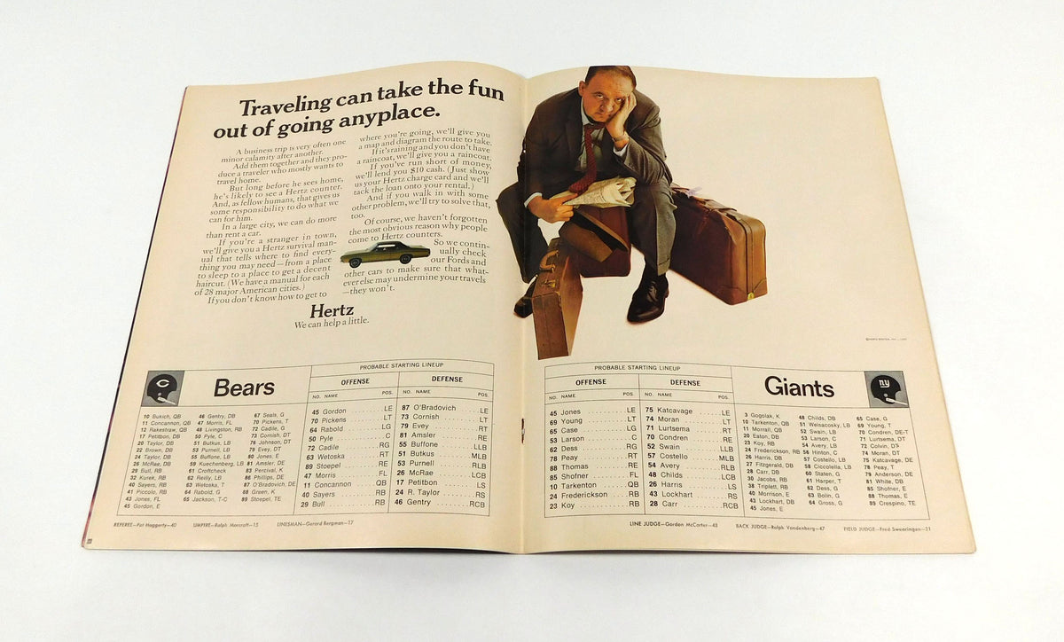 1967 New York Giants at Chicago Bears NFL Football Program 11-12-67 Pic2