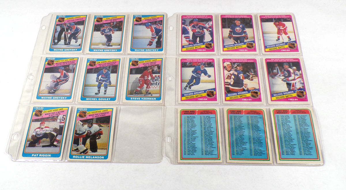 1984-85 OPC O-Pee-Chee Hockey Near Set in Album Pages High Grade (394/396) Pic2