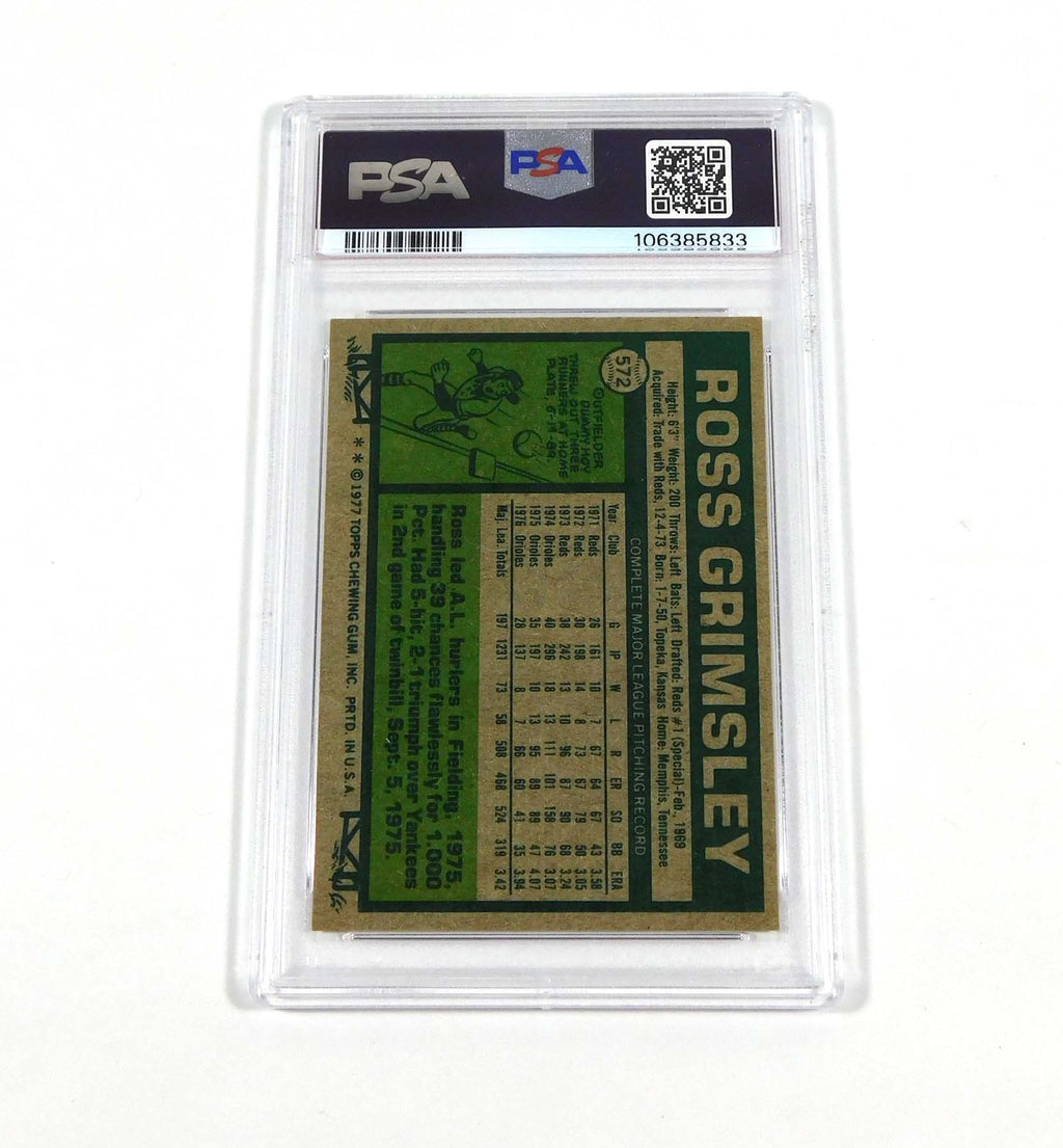 1977 Topps Ross Grimsley #572 Orioles PSA 8 Pic2