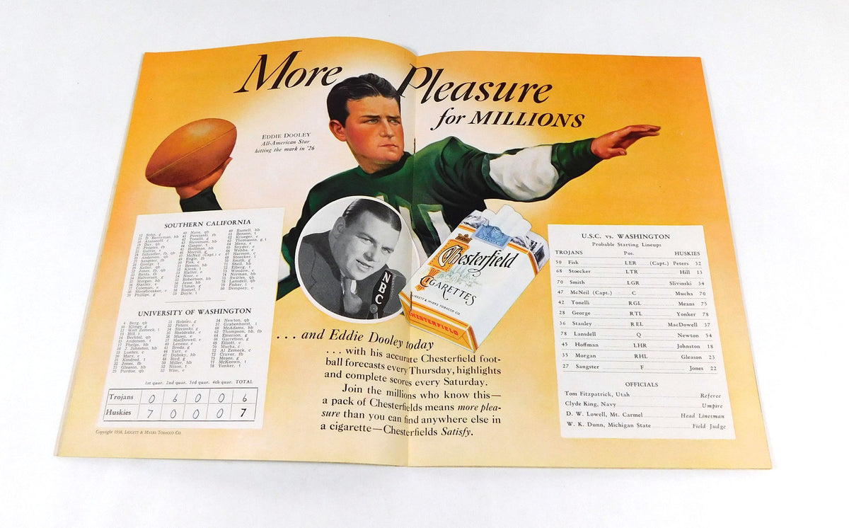 1938 USC at Washington College Football Program 11-12-38 Pic2